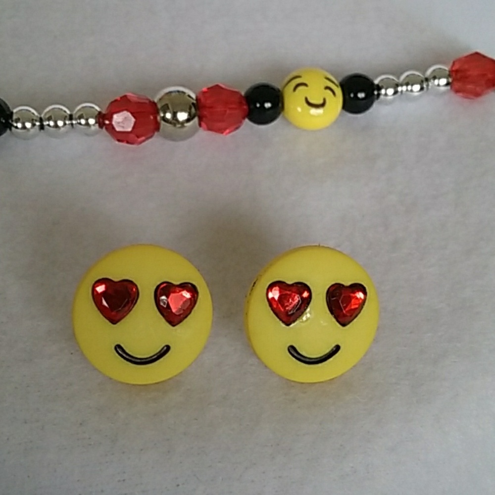 Yellow, red, & black emoji post earrings